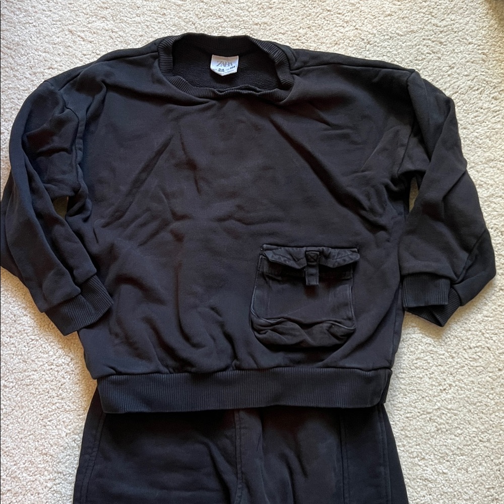 Zara Kids Black Jogger Set with Pocket - Picture 2 of 4